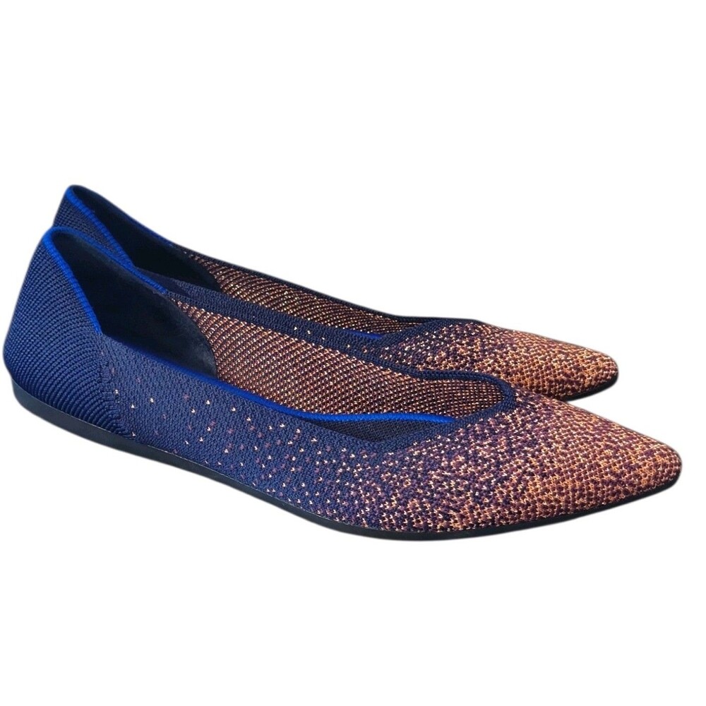 Rothy’s The Point Flats Midnight Metallic Size 10 Knit Comfort